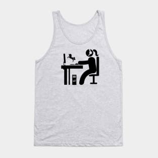 Gamer Girl with Unicorn Avatar Black Edition Tank Top